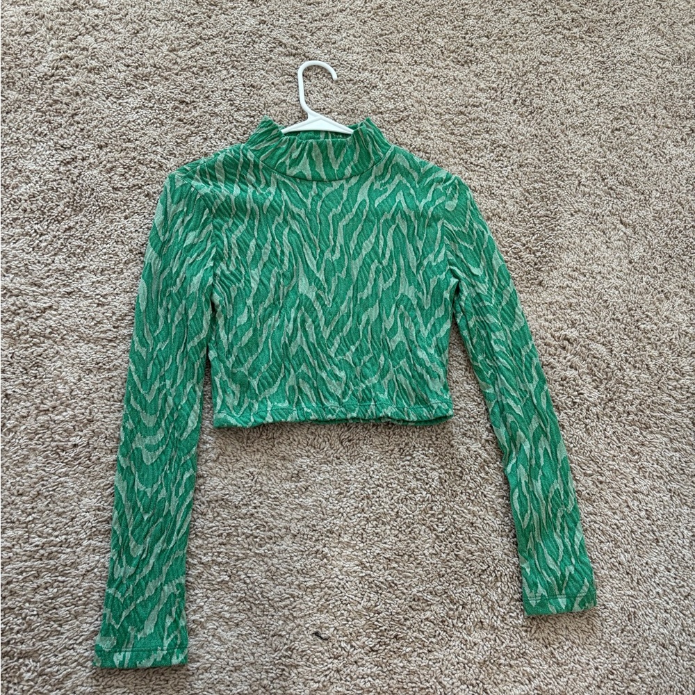 Green Zebra Print Women's Top